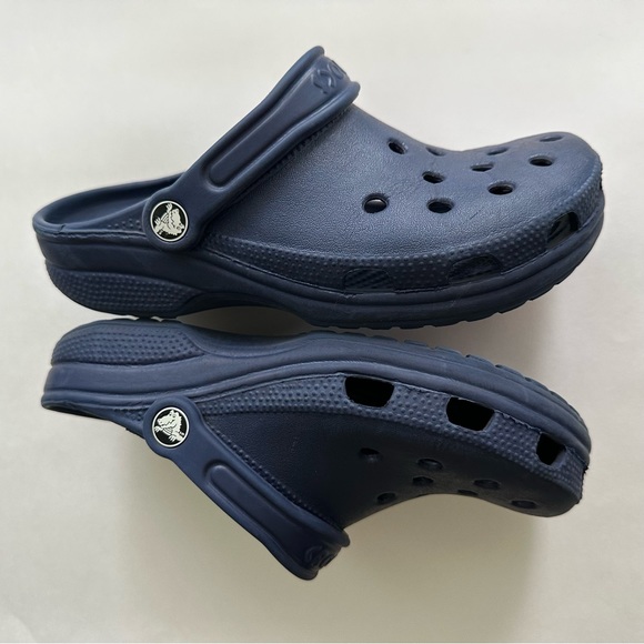 CROCS navy blue Clogs Waterproof Slip On water Shoes flip back strap W7 M5 - Picture 7 of 13